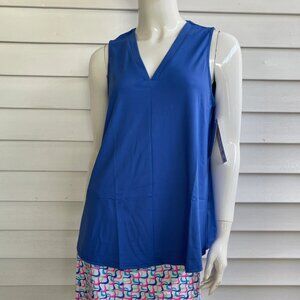 Lulu-B Ladies Deep Sea Blue Sleeveless V-Neck Blouse w/ UPF50+ Sun Protection